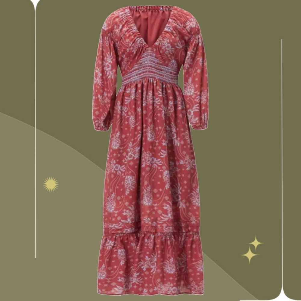 ✨ Nwt Free People Golden Hour Wine Combo Maxi Dress Size M